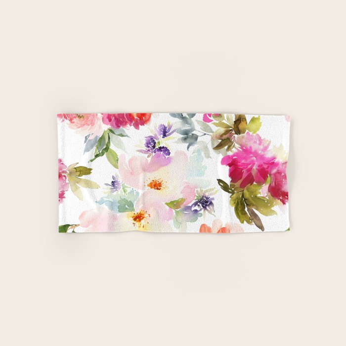 Beautiful Light Watercolor Painting Flower Pattern Floral Kingdom Bath Towel Gallery Image 1