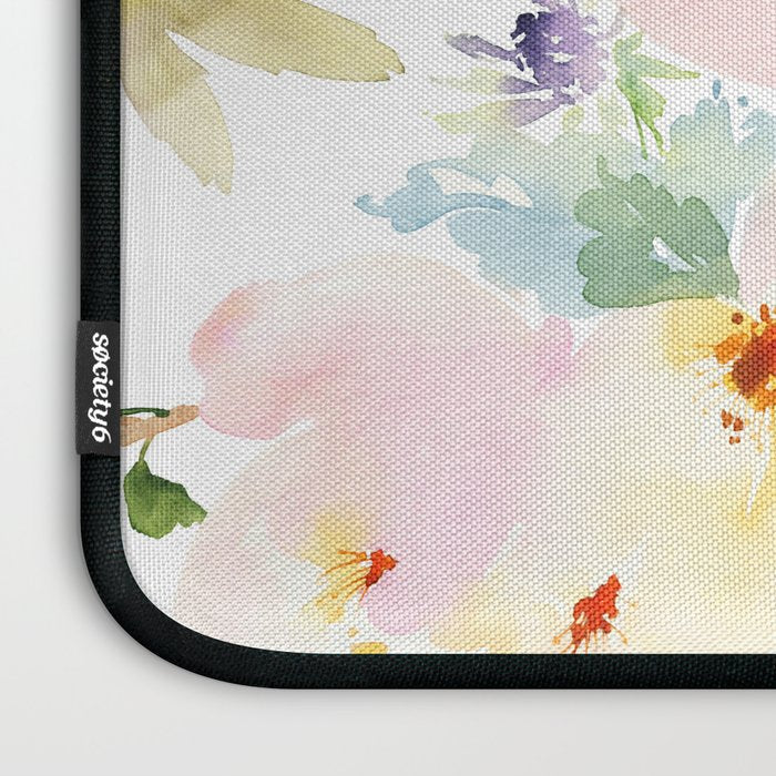 Beautiful Light Watercolor Painting Flower Pattern Floral Kingdom Laptop Sleeve Gallery Image 3