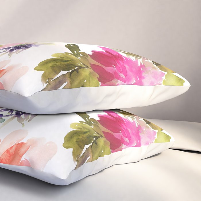 Beautiful Light Watercolor Painting Flower Pattern Floral Kingdom Pillow Sham Gallery Image 3