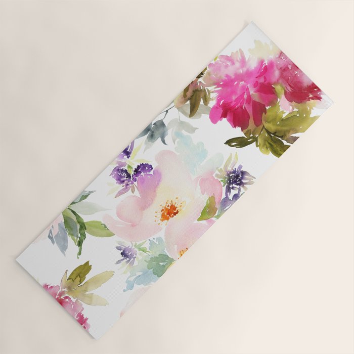 Beautiful Light Watercolor Painting Flower Pattern Floral Kingdom Yoga Mat Gallery Image 1