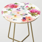 Beautiful Light Watercolor Painting Flower Pattern Floral Kingdom Side Table Gallery Image 2
