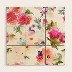 Beautiful Light Watercolor Painting Flower Pattern Floral Kingdom Wood Wall Art Gallery Image 1