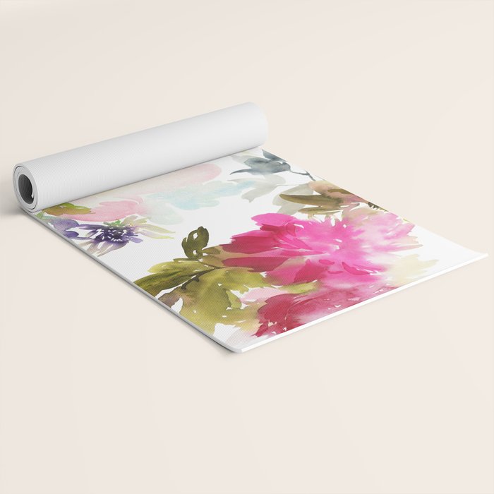 Beautiful Light Watercolor Painting Flower Pattern Floral Kingdom Yoga Mat Gallery Image 2