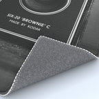 Vintage Brownie Kodak camera still life - retro film analog photography - black and white print Rug Gallery Image 4