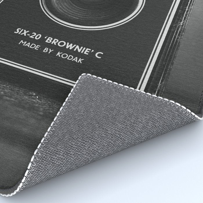Vintage Brownie Kodak camera still life - retro film analog photography - black and white print Rug Gallery Image 4
