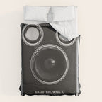 Vintage Brownie Kodak camera still life - retro film analog photography - black and white print Duvet Cover Gallery Image 6