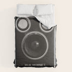 Vintage Brownie Kodak camera still life - retro film analog photography - black and white print Comforter Gallery Image 6