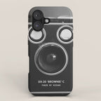 Vintage Brownie Kodak camera still life - retro film analog photography - black and white print iPhone Case Gallery Image 1