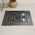 Vintage Brownie Kodak camera still life - retro film analog photography - black and white print Rug Gallery Image 1