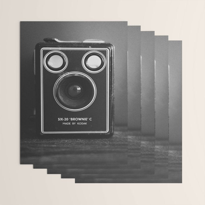 Vintage Brownie Kodak camera still life - retro film analog photography - black and white print Wrapping Paper Gallery Image 3