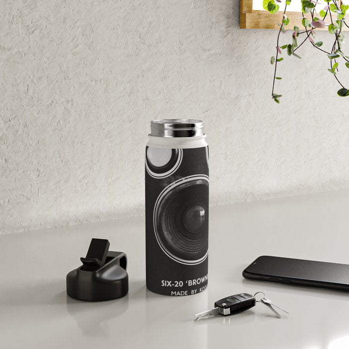 Vintage Brownie Kodak camera still life - retro film analog photography - black and white print Water Bottle Gallery Image 4
