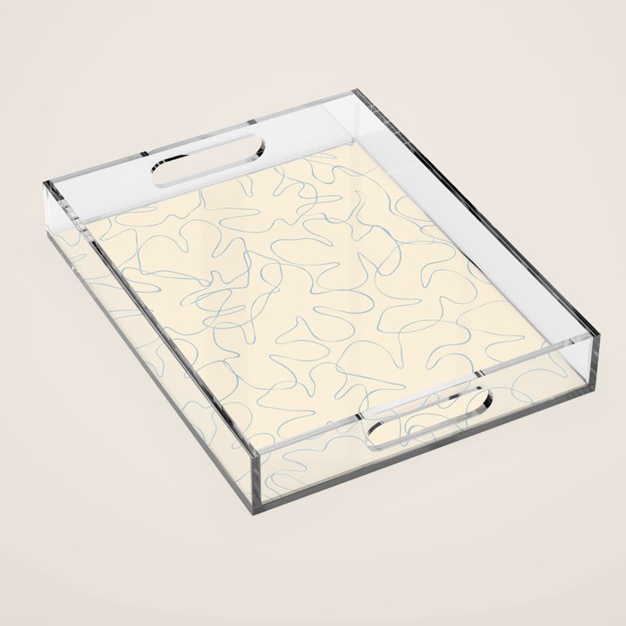 Abstract floral petal line art pattern Acrylic Tray Gallery Image 1