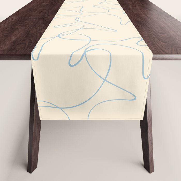 Abstract floral petal line art pattern Table Runner Gallery Image 1