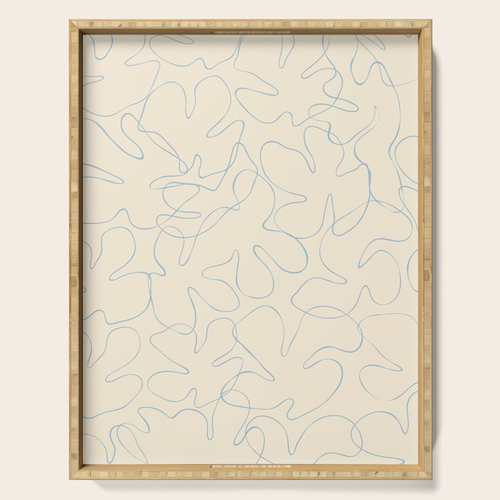 Abstract floral petal line art pattern Serving Tray Gallery Image 1
