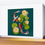 Graceful Koi Among Water Lilies  Wall Mural Gallery Image 2