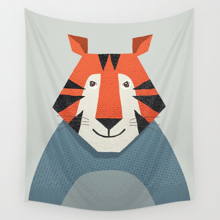 Whimsy Tiger, Animal Portrait Wall Tapestry Gallery Image 1