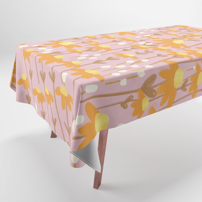 Chamomile Dream Pink Tablecloth Gallery Image 1