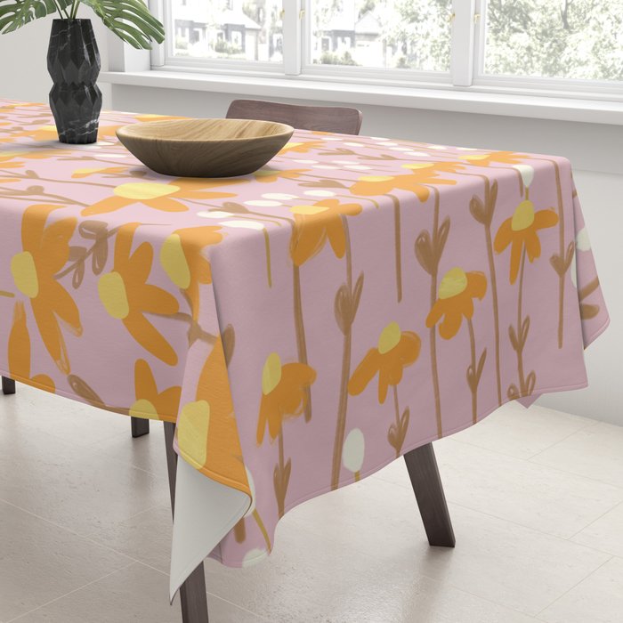 Chamomile Dream Pink Tablecloth Gallery Image 3