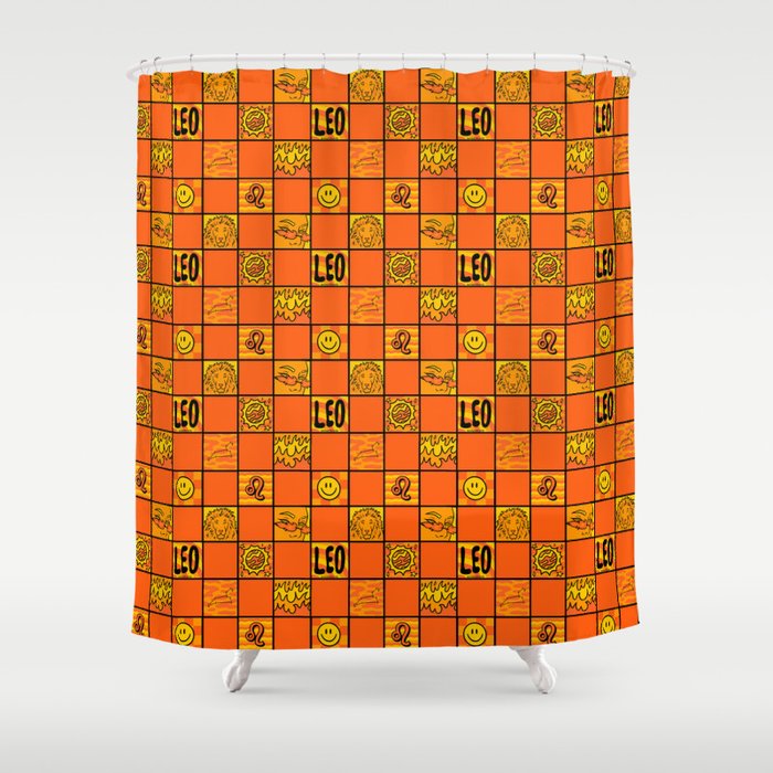 Leo Checkered Print Shower Curtain Gallery Image 1