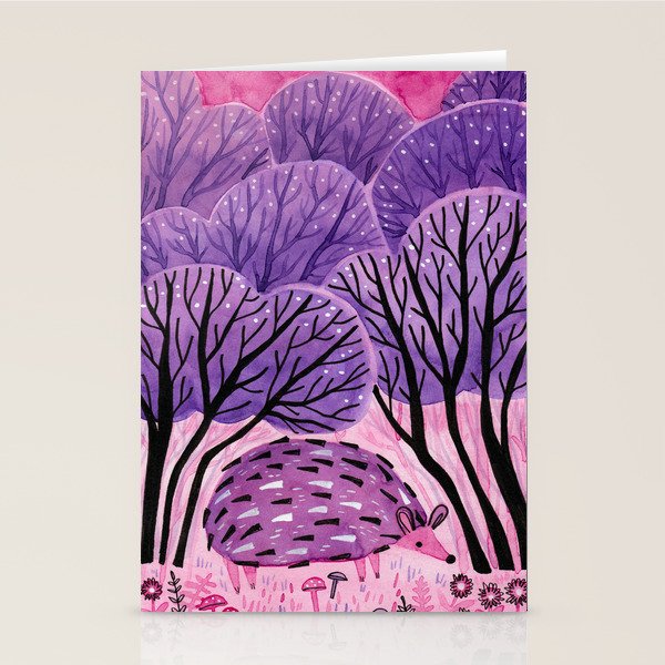 Purple Hedgehog Stationery Card Gallery Image 1
