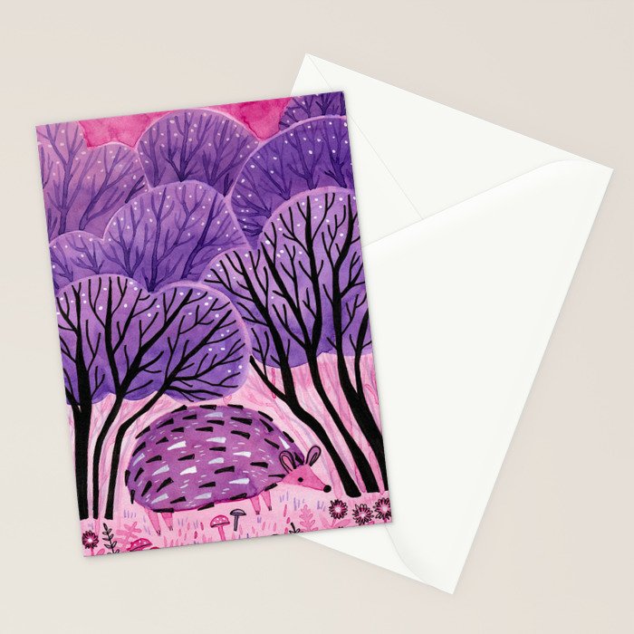 Purple Hedgehog Stationery Card Gallery Image 2