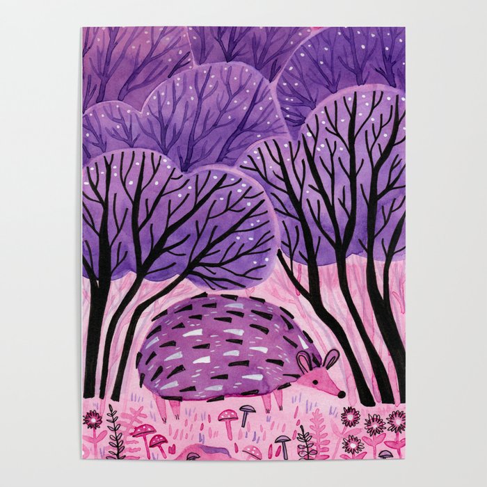 Purple Hedgehog Poster Gallery Image 1