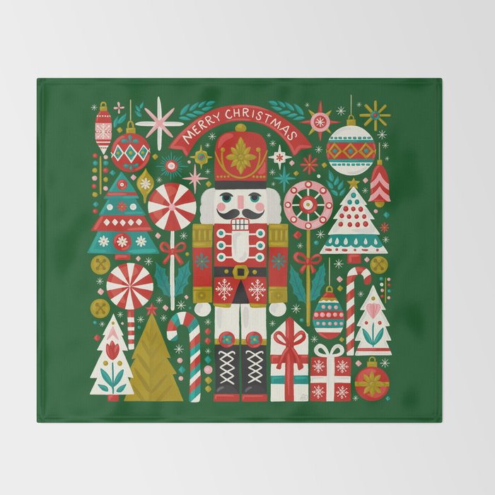 Vintage Nutcracker Celebration Throw Blanket Gallery Image 2