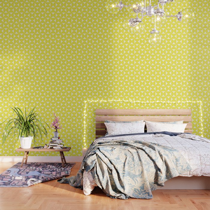 Patterned Geometric Shapes CLVI Bright Yellow Wallpaper Gallery Image 3