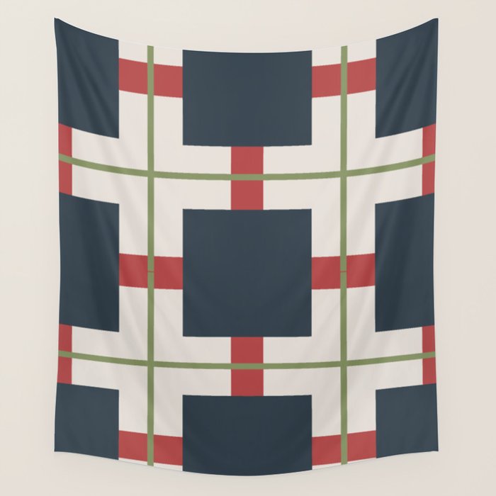 Classic Holiday Plaid Pattern Wall Tapestry Gallery Image 1