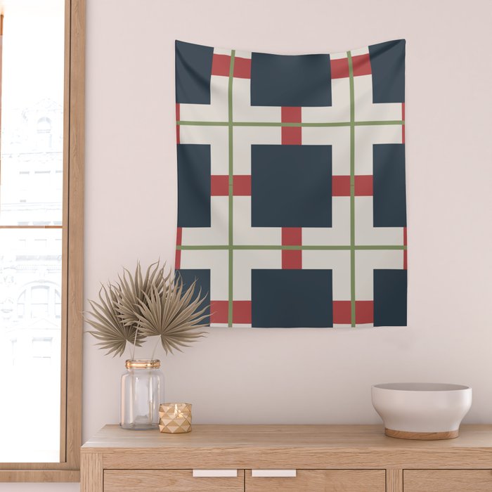 Classic Holiday Plaid Pattern Wall Tapestry Gallery Image 2