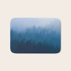 Watercolor Effect Colorful Blue Ombre Misty Pine Forest Bath Mat Gallery Image 1