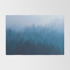Watercolor Effect Colorful Blue Ombre Misty Pine Forest Rug Gallery Image 2