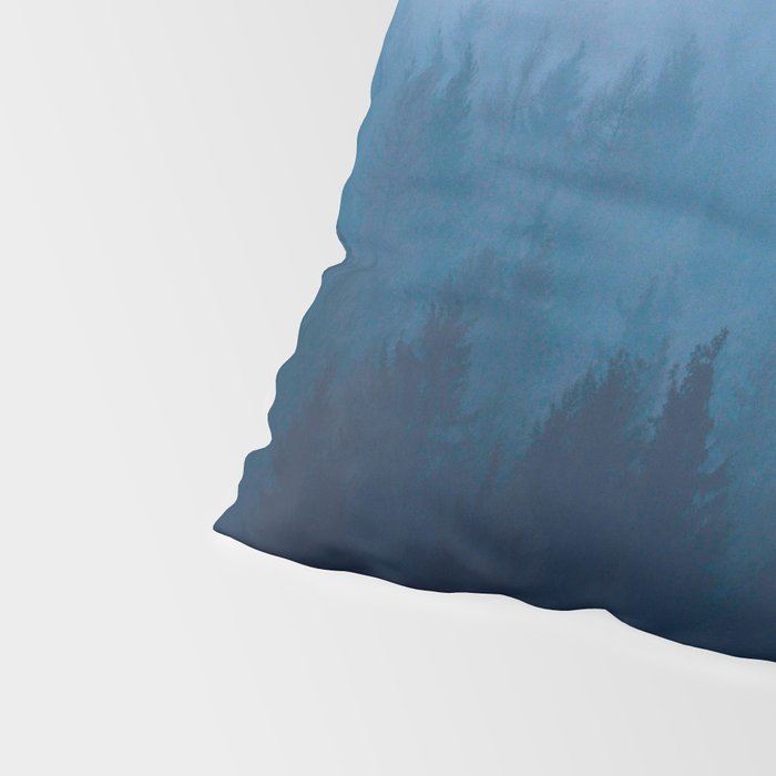Watercolor Effect Colorful Blue Ombre Misty Pine Forest Pillow Sham Gallery Image 4