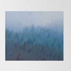 Watercolor Effect Colorful Blue Ombre Misty Pine Forest Throw Blanket Gallery Image 2