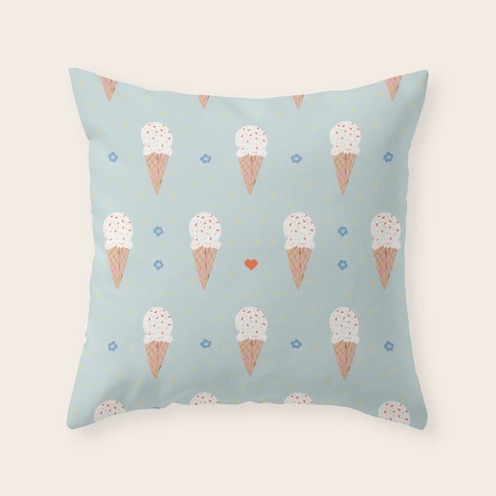 Sprinkle Ice Cream Pattern Throw Pillow Gallery Image 1