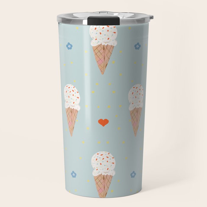 Sprinkle Ice Cream Pattern Travel Mug Gallery Image 1