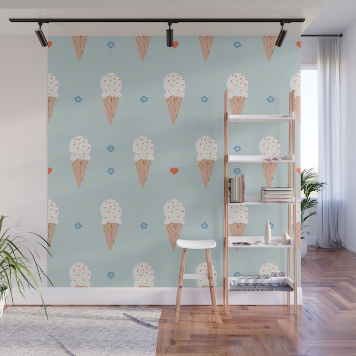 Sprinkle Ice Cream Pattern Wall Mural Gallery Image 1