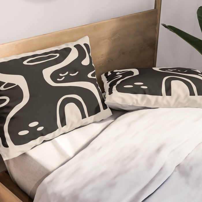 Abstract Art Black and Linen White Pillow Sham Gallery Image 2