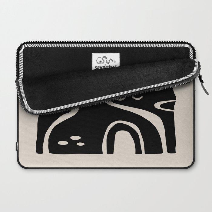Abstract Art Black and Linen White Laptop Sleeve Gallery Image 2