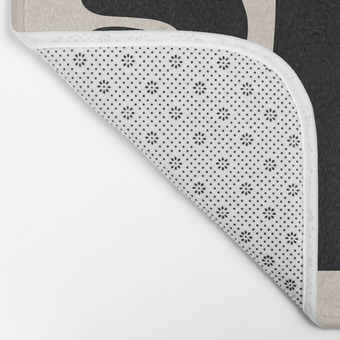 Abstract Art Black and Linen White Bath Mat Gallery Image 2