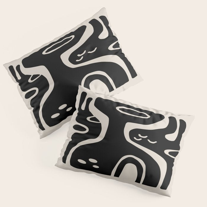 Abstract Art Black and Linen White Pillow Sham Gallery Image 1