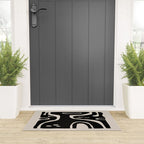 Abstract Art Black and Linen White Welcome Mat Gallery Image 3