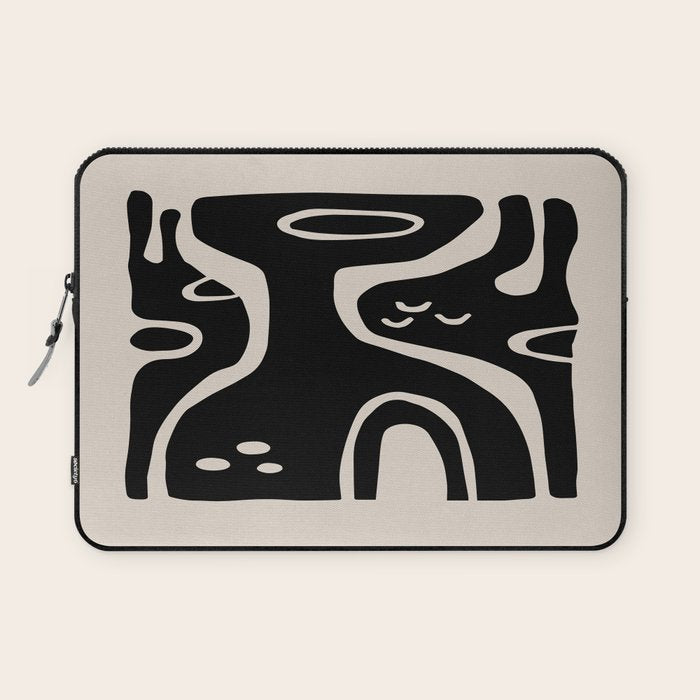 Abstract Art Black and Linen White Laptop Sleeve Gallery Image 1
