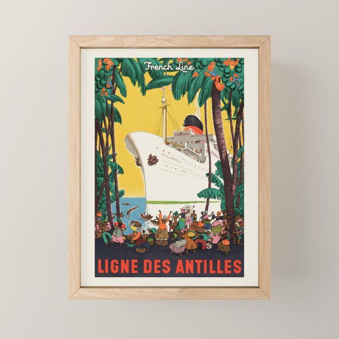 Antilles Vintage French Travel Poster, 1950 Mini Art Print Gallery Image 1