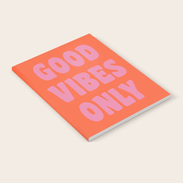 Retro Good Vibes Only Lettering in Pink and Orange Notebook Gallery Image 2