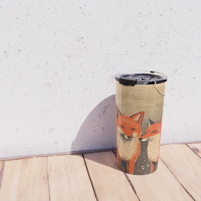 Autumn Forest Fox Pair Travel Mug Gallery Image 4