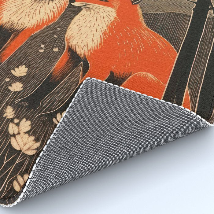 Autumn Forest Fox Pair Rug Gallery Image 4