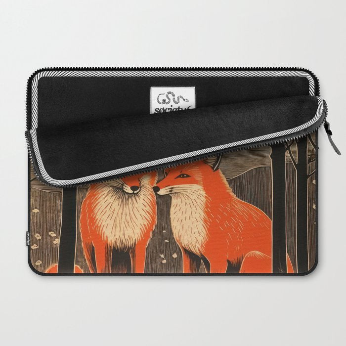 Autumn Forest Fox Pair Laptop Sleeve Gallery Image 2