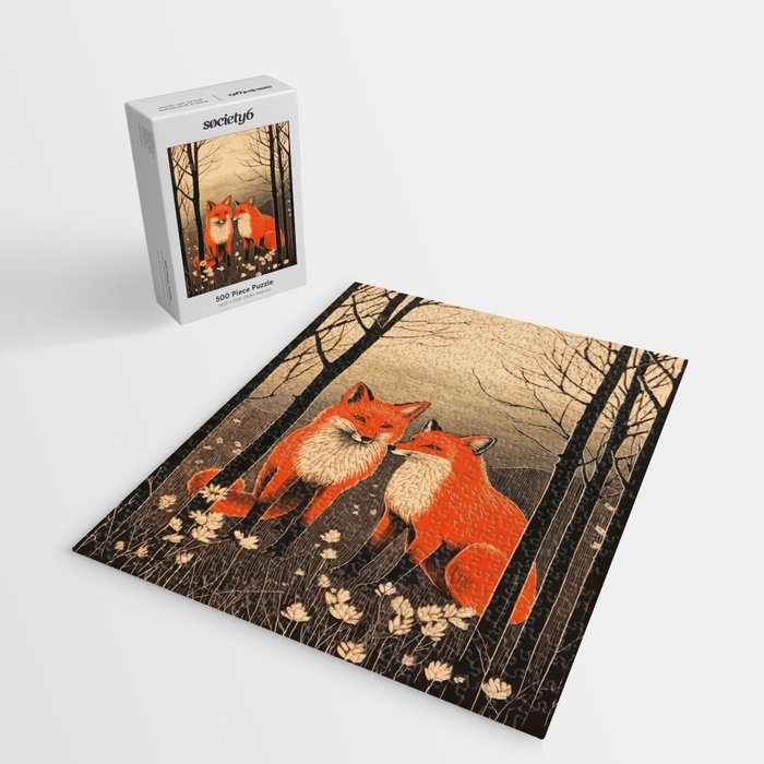 Autumn Forest Fox Pair Jigsaw Puzzle Gallery Image 2