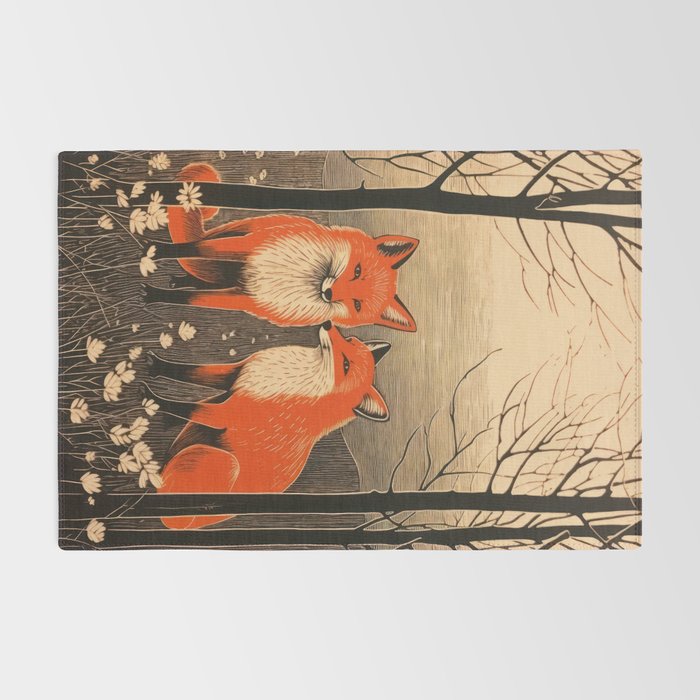 Autumn Forest Fox Pair Rug Gallery Image 2
